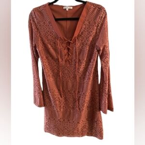 Charlotte Russe Rusty Reddish-Coral Lace Dress